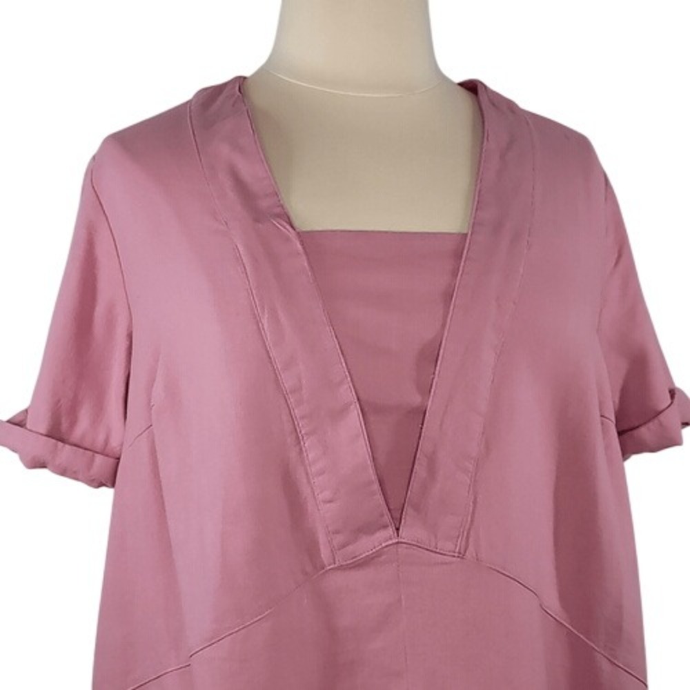 Ellos Dusty Pink V-Neck Short Sleeve Top - Picture 2 of 12